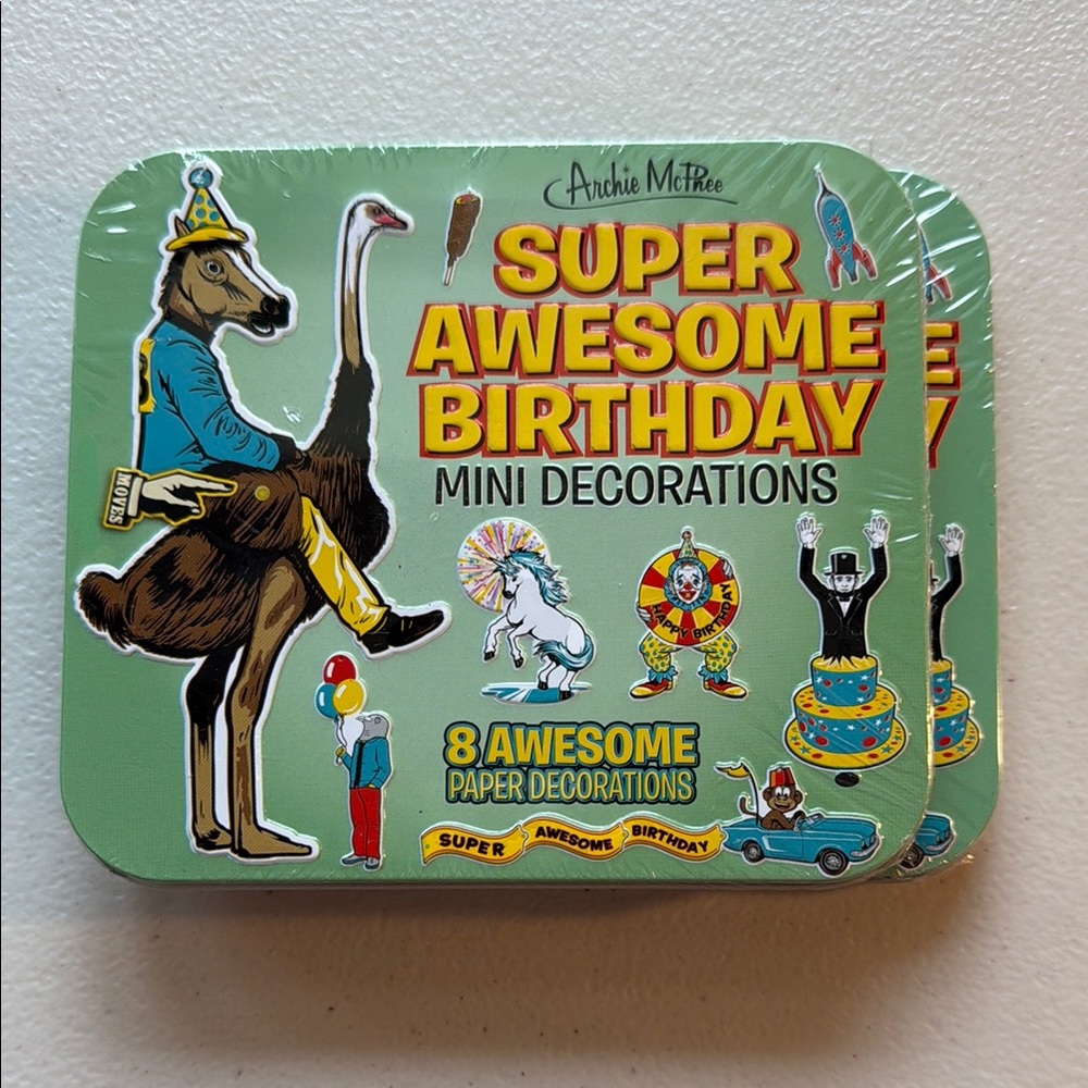 Archie McPhee Super Awesome Birthday Mini Decorations - Lot of 2